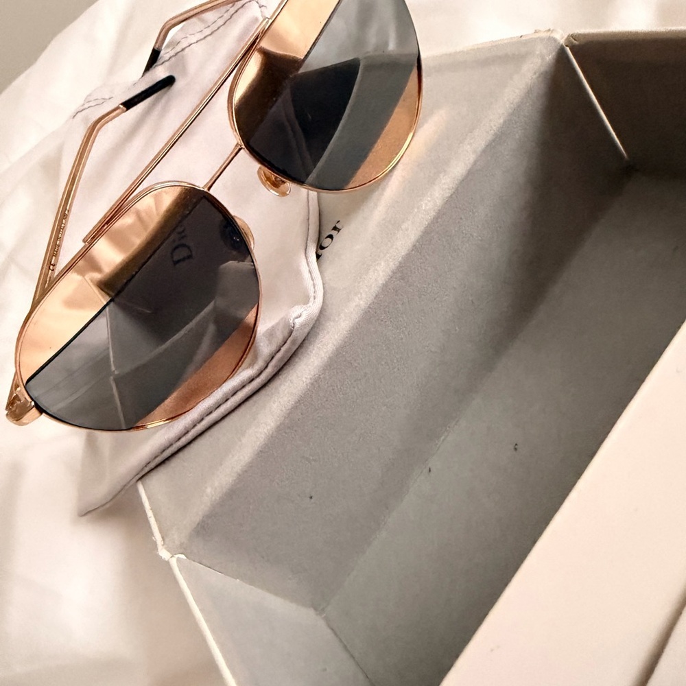 Dior Gold and Silver Aviator Sunglasses - Picture 8 of 12